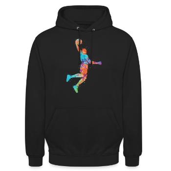 Basketballspieler Basketballer Jungen Basketball - Unisex Hoodie - Schwarz - Vorne - Alina (178cm) & Michal (187cm)