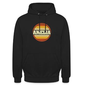 Vorname Amelia - Unisex Hoodie - Schwarz - Vorne - Alina (178cm) & Michal (187cm)