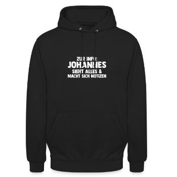 Johannes - Unisex Hoodie - Schwarz - Vorne - Alina (178cm) & Michal (187cm)