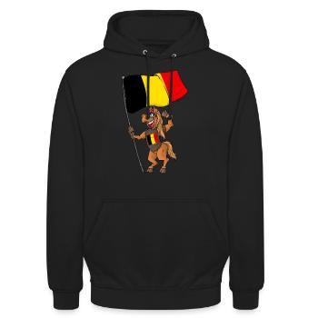 Belgien Fan Pferd - Unisex Hoodie - Schwarz - Vorne - Alina (178cm) & Michal (187cm)
