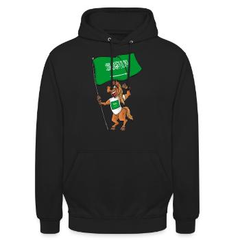 Saudi Arabien Fan Pferd - Unisex Hoodie - Schwarz - Vorne - Alina (178cm) & Michal (187cm)