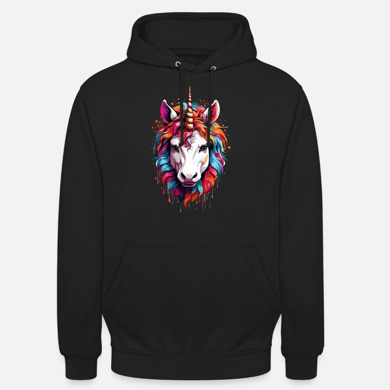Buntes Einhorn-Pferdchen - Unisex Hoodie - Schwarz