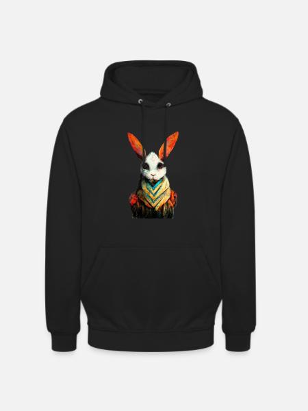 Kanin akvarel maleri #rabbit - Hættetrøje unisex - sort