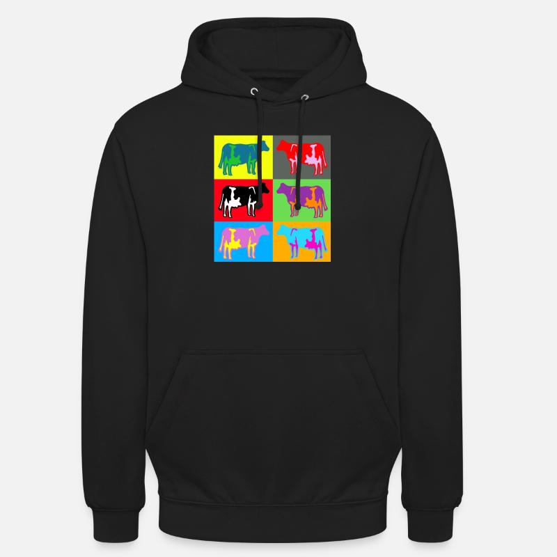 cow cows coloured multicolour - Unisex Hoodie - black