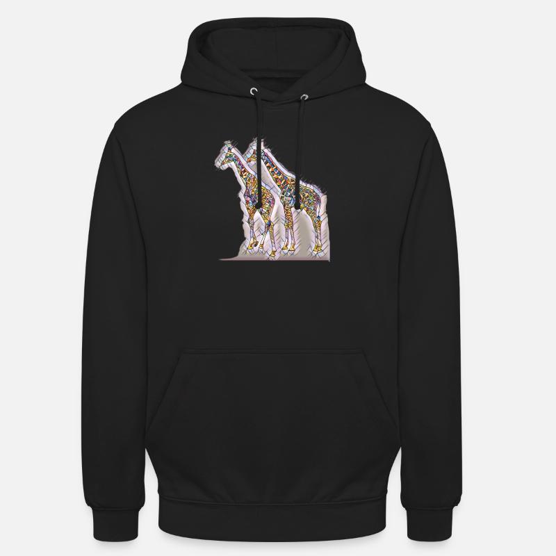 Impression d’art girafes colorées libres - Sweat-shirt à capuche unisexe - noir