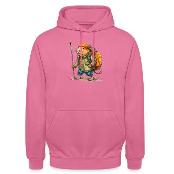 Ce rat-taupe aime se promener pendant son temps libre - Sweat-shirt à capuche unisexe - rose - Devant - Alina (178cm) & Michal (187cm)