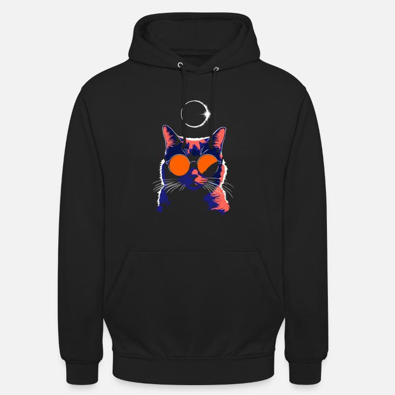 Katze Sonnenbrille Total Eclipse Cat - Unisex Hoodie - Schwarz