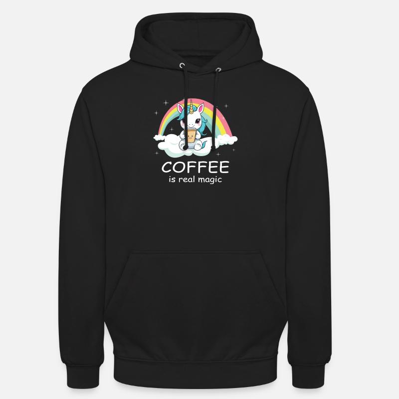 Süßes Kaffee Einhorn - Unisex Hoodie - Schwarz
