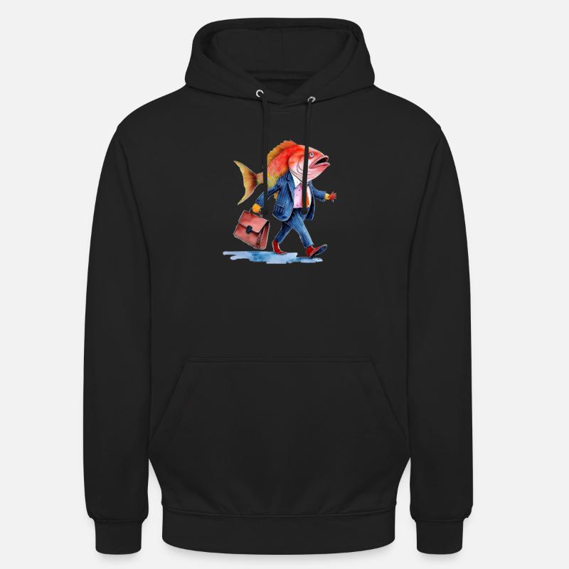 Drôle d’affaires poisson Travail de conception créative - Sweat-shirt à capuche unisexe - noir
