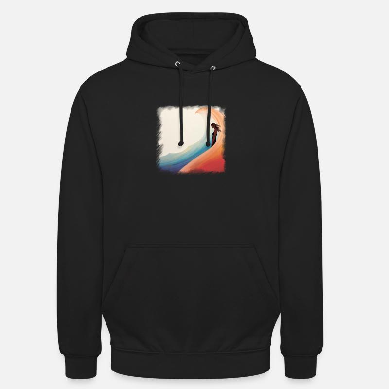 Les filles surfent – style rétro ! - Sweat-shirt à capuche unisexe - noir
