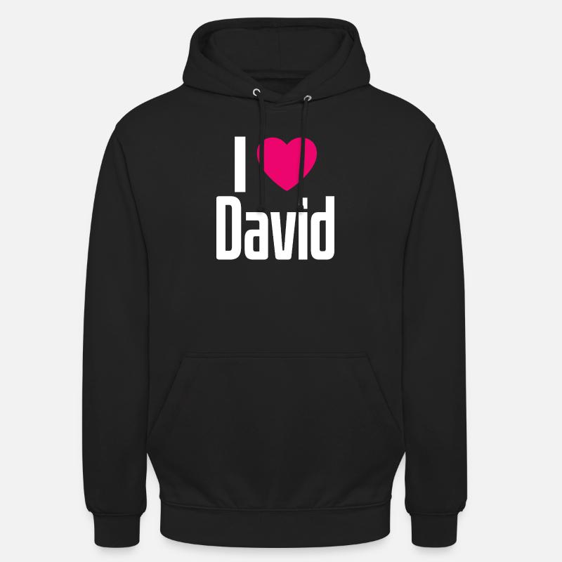J’aime David Coeur rose J’aime David - Sweat-shirt à capuche unisexe - noir