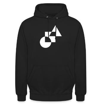 Monochromes geometrisches Mosaik - Unisex Hoodie - Schwarz - Vorne - Alina (178cm) & Michal (187cm)