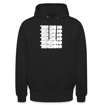 Techno Music Bold Abstract Geometry Logo - Unisex Hoodie - Schwarz - Vorne - Alina (178cm) & Michal (187cm)