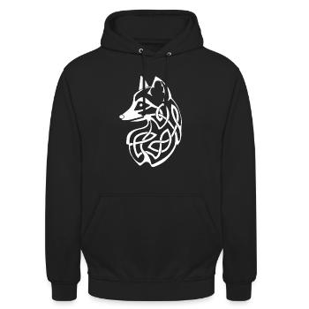 Weißer Keltischer Fuchs - Unisex Hoodie - Schwarz - Vorne - Alina (178cm) & Michal (187cm)
