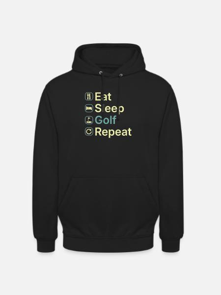 Spis, sov, golf, gentag sjov golfspillergave. - Hættetrøje unisex - sort