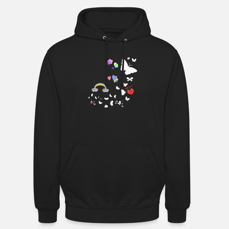 Schmetterlinge,regenbogen, Sterne,Herzen - Unisex Hoodie - Schwarz