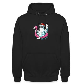 Lustiger Weihnachtsmann Halloween Design - Unisex Hoodie - Schwarz - Vorne - Alina (178cm) & Michal (187cm)