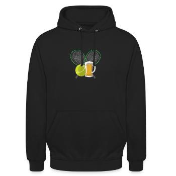 Bière Stein Tennis Alcool Idée Cadeau Jeu De Tennis - Sweat-shirt à capuche unisexe - noir - Devant - Alina (178cm) & Michal (187cm)