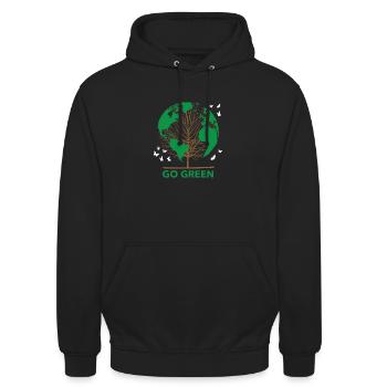 Go green Planet Erde Nachhaltigkeit - Unisex Hoodie - Schwarz - Vorne - Alina (178cm) & Michal (187cm)