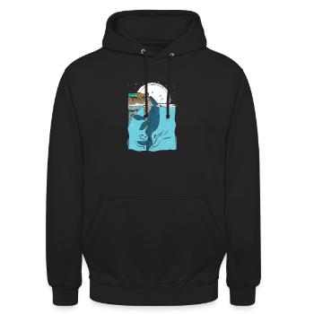 Eau profonde Baleines bleues mammifères marins avec femme - Sweat-shirt à capuche unisexe - noir - Devant - Alina (178cm) & Michal (187cm)