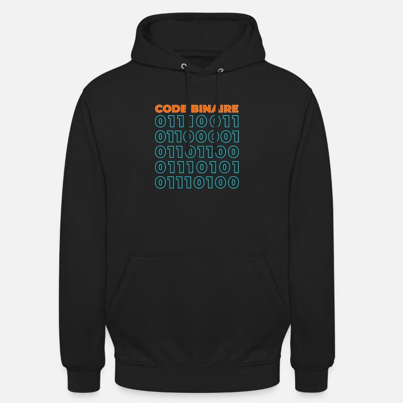 Code binaire - Sweat-shirt à capuche unisexe - noir