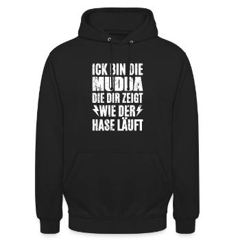 Ick Bin Die Mudda - Unisex Hoodie - Schwarz - Vorne - Alina (178cm) & Michal (187cm)