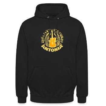 Geschenk für Antonia - Unisex Hoodie - Schwarz - Vorne - Alina (178cm) & Michal (187cm)