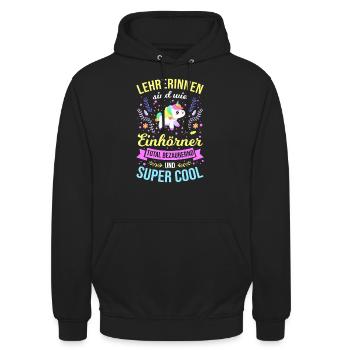 Lehrerinnen sind wie Einhörner total bezaubernd - Unisex Hoodie - Schwarz - Vorne - Alina (178cm) & Michal (187cm)