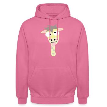 Crazy Giraffe Head - Unisex Hoodie - pink - Front - Alina (178cm) & Michal (187cm)