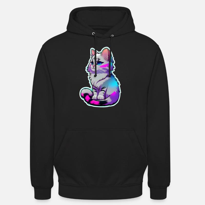 mignon petit chat gris - Sweat-shirt à capuche unisexe - noir