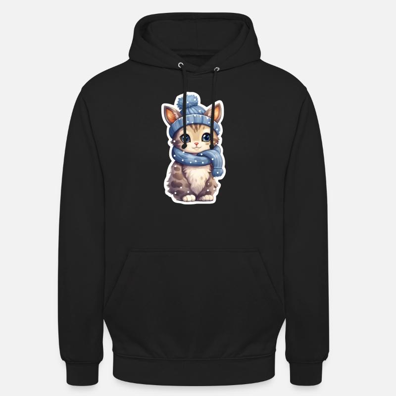 Chaton mignon dans la neige - Sweat-shirt à capuche unisexe - noir