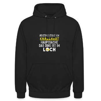 Pool Billard 9 Ball Knallhart - Unisex Hoodie - Schwarz - Vorne - Alina (178cm) & Michal (187cm)