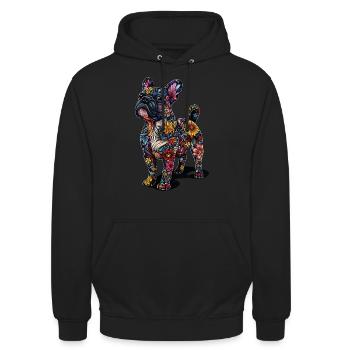 Bulldogge - Unisex Hoodie - Schwarz - Vorne - Alina (178cm) & Michal (187cm)
