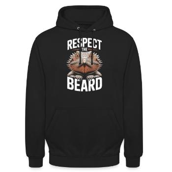 Respect the Beard! Bearded Dragon Reptile Terraristics - Unisex Hoodie - black - Front - Alina (178cm) & Michal (187cm)