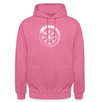 Vegvisir Dragon - Unisex Hoodie - Pink - Vorne - Alina (178cm) & Michal (187cm)