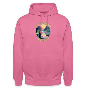 Fly Fishing Means Tranquility - Unisex Hoodie - pink - Front - Alina (178cm) & Michal (187cm)