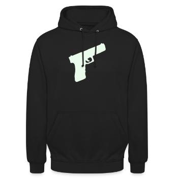 Pistole Waffe - Unisex Hoodie - Schwarz - Vorne - Alina (178cm) & Michal (187cm)