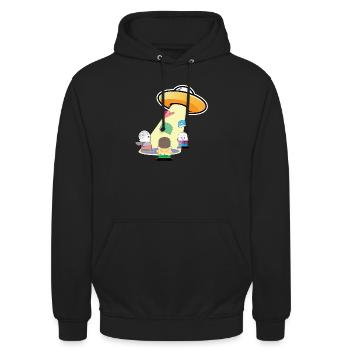 UFO-Haus-Trupp - Unisex Hoodie - Schwarz - Vorne - Alina (178cm) & Michal (187cm)