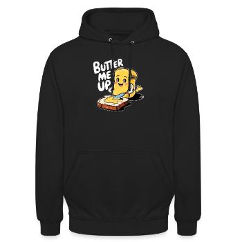 Toast de dessin animé Butter Me Up drôle - Sweat-shirt à capuche unisexe - noir - Devant - Alina (178cm) & Michal (187cm)