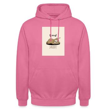 Paresseux endormi / Bonne nuit🦥 - Sweat-shirt à capuche unisexe - rose - Devant - Alina (178cm) & Michal (187cm)