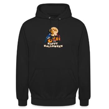 Oriole Cardinal Halloween Kürbis Mond Vogel - Unisex Hoodie - Schwarz - Vorne - Alina (178cm) & Michal (187cm)