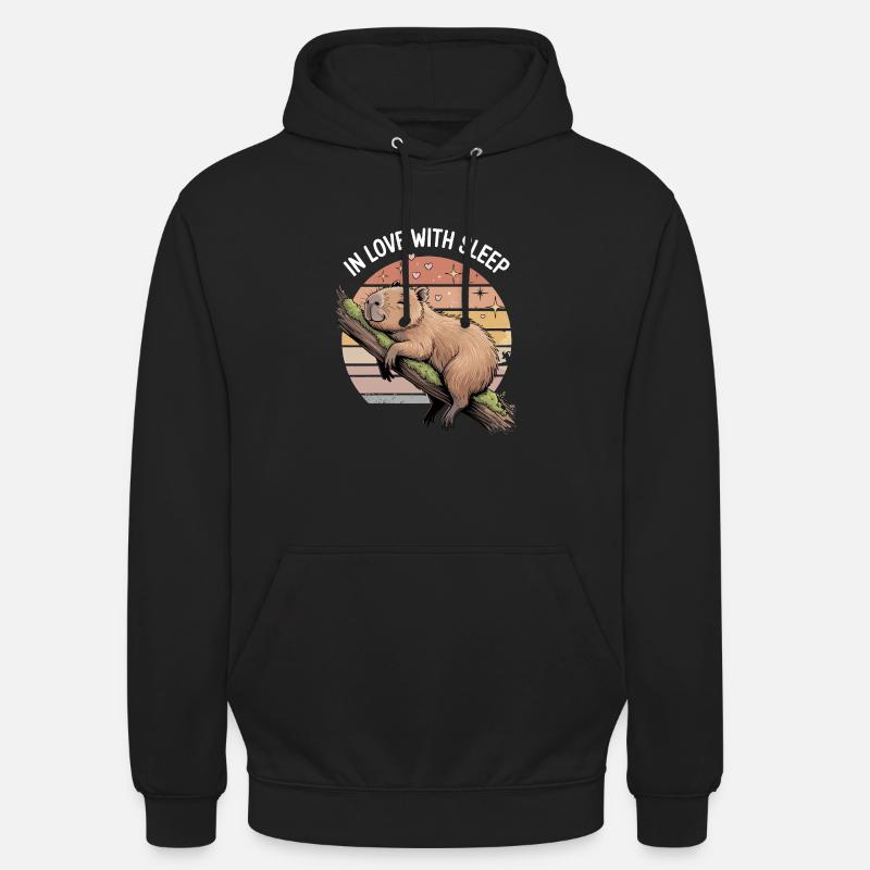 Süßes Capybara Schlaf Design - Unisex Hoodie - Schwarz