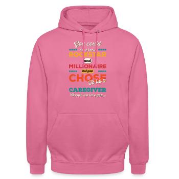 Vous avez choisi d’être un soignant - Sweat-shirt à capuche unisexe - rose - Devant - Alina (178cm) & Michal (187cm)
