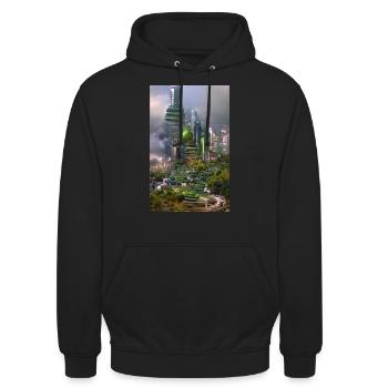Green city - Unisex Hoodie - Schwarz - Vorne - Alina (178cm) & Michal (187cm)