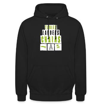 TABLES LADDERS CHAIRS Wrestling Motiv - Unisex Hoodie - Schwarz - Vorne - Alina (178cm) & Michal (187cm)