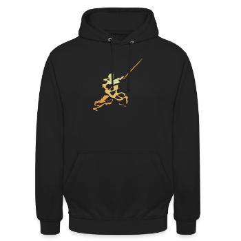 Schwertkämpfer Tusche Figur - Unisex Hoodie - Schwarz - Vorne - Alina (178cm) & Michal (187cm)