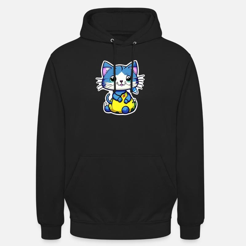 chat kawaii - mignon - manga - Sweat-shirt à capuche unisexe - noir