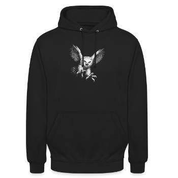 Schneeeule - Unisex Hoodie - Schwarz - Vorne - Alina (178cm) & Michal (187cm)