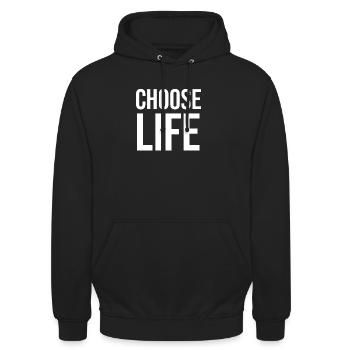 Choose life bold typography design - Unisex Hoodie - black - Front - Alina (178cm) & Michal (187cm)