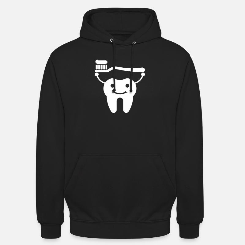 Tooth with toothbrush and toothpaste - Unisex Hoodie - black